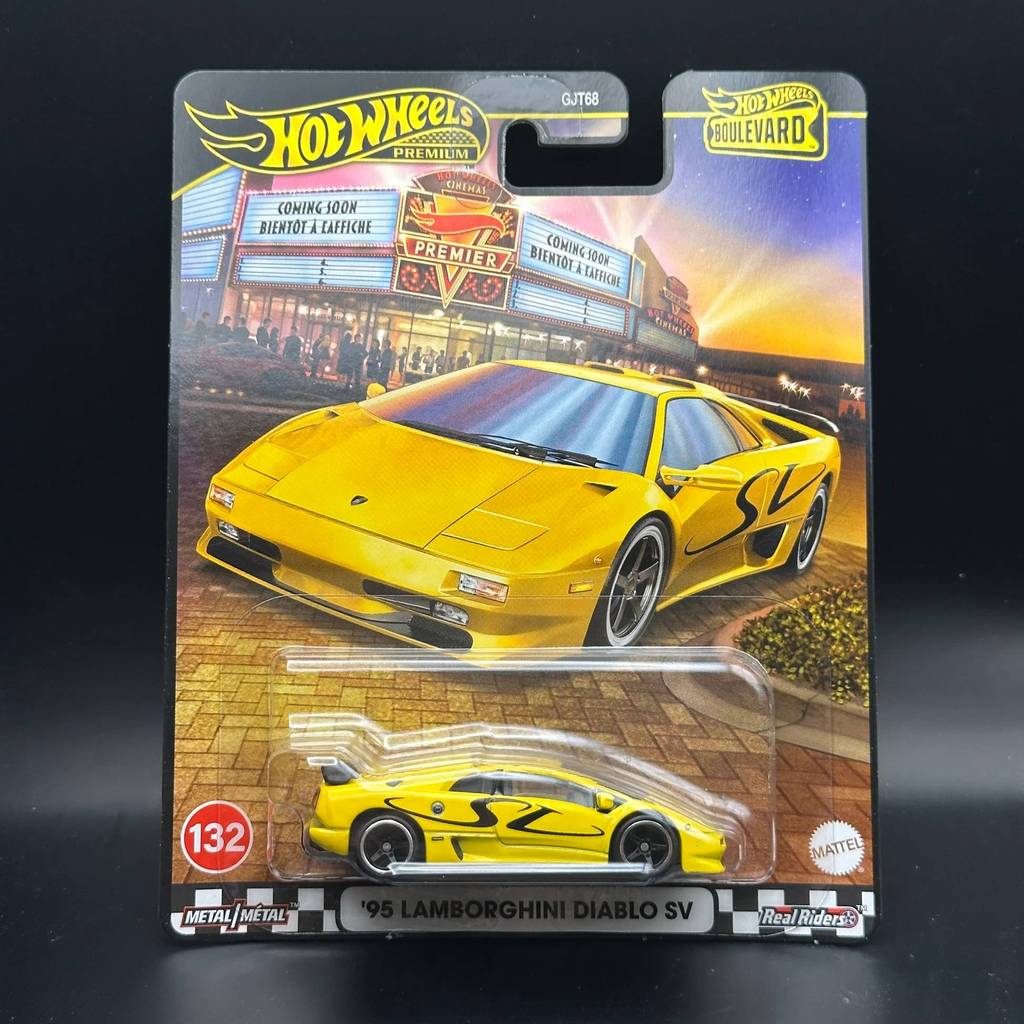 Mô hình xe hơi màu vàng sưu tầm JBL13 Hot Wheels Boulevard '95 Lamborghini Diablo SV Yellow