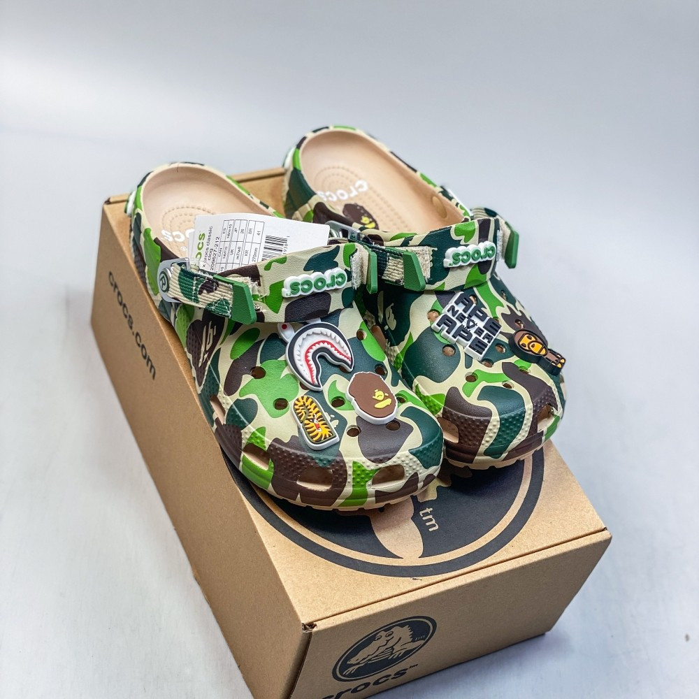 Dép Crocs Nam Nữ Unisex Cặp Đôi Xanh Bape AOOZ FWVY