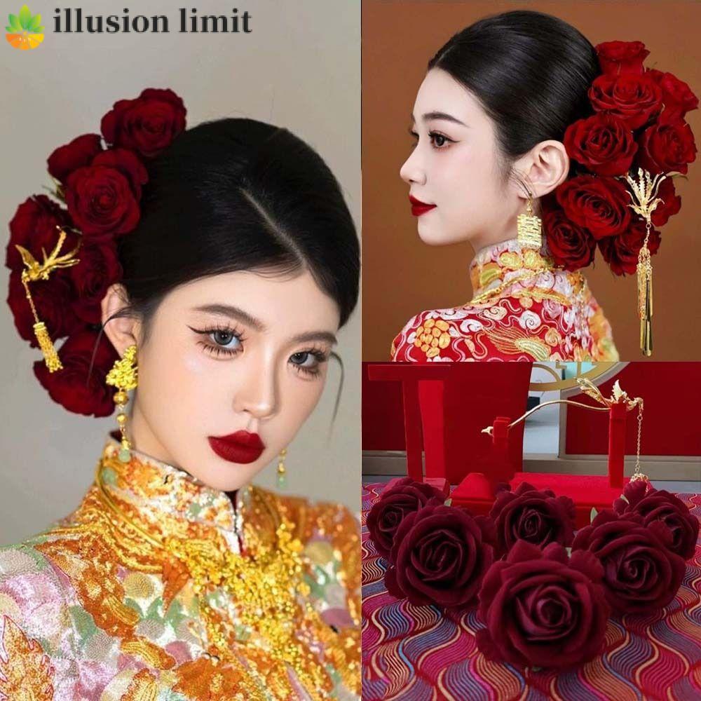 ILLUSION LIMIT Rose Hair Forks Vải Tiệc phù dâu