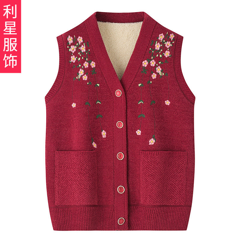 Bà Áo Mùa Xuân Thu Plus Nhung 70 Tuổi Nữ Thêu Áo Người Già Mẹ Mặc Cardigan Áo Khoác Ngoài 26.3.4