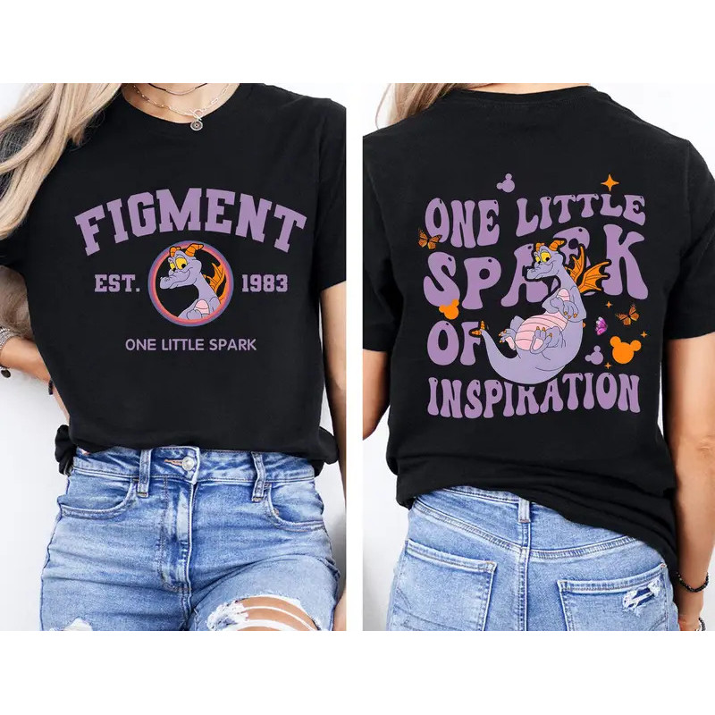 Màu Sắc Thoải Mái Một Áo Sơ Mi Little Spark Tím Dragon Áo Thun Element Epcot Disney Wild Dis