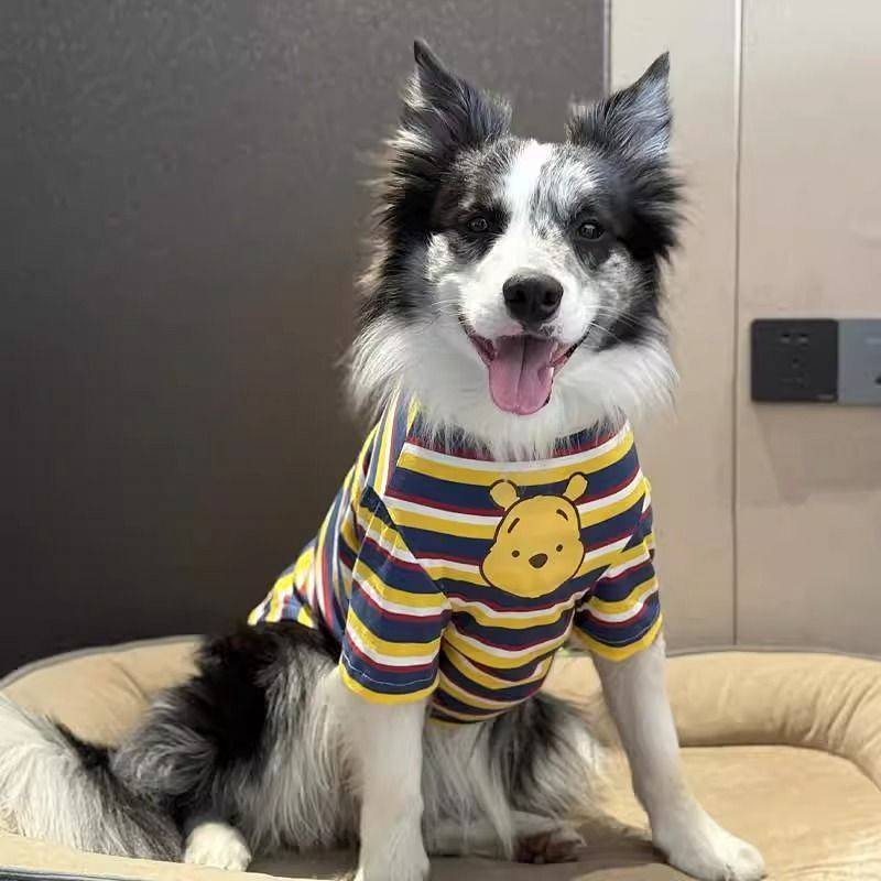 Border Collie Clothes Summer Thin Clothes Anti-Lint Cotton Cartoon Clothes Large Dog Clothes Breatha