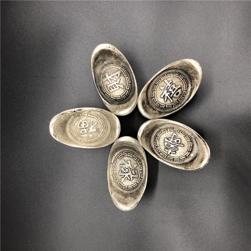 Ok Chính Hãng Tây Tạng Bạc Thỏi Năm Hoàng Đế Tiền Thanh Bạc Đồng Xu Cổ Cổ Đồng Xu Cổ Bộ Sưu Tập Cổ V