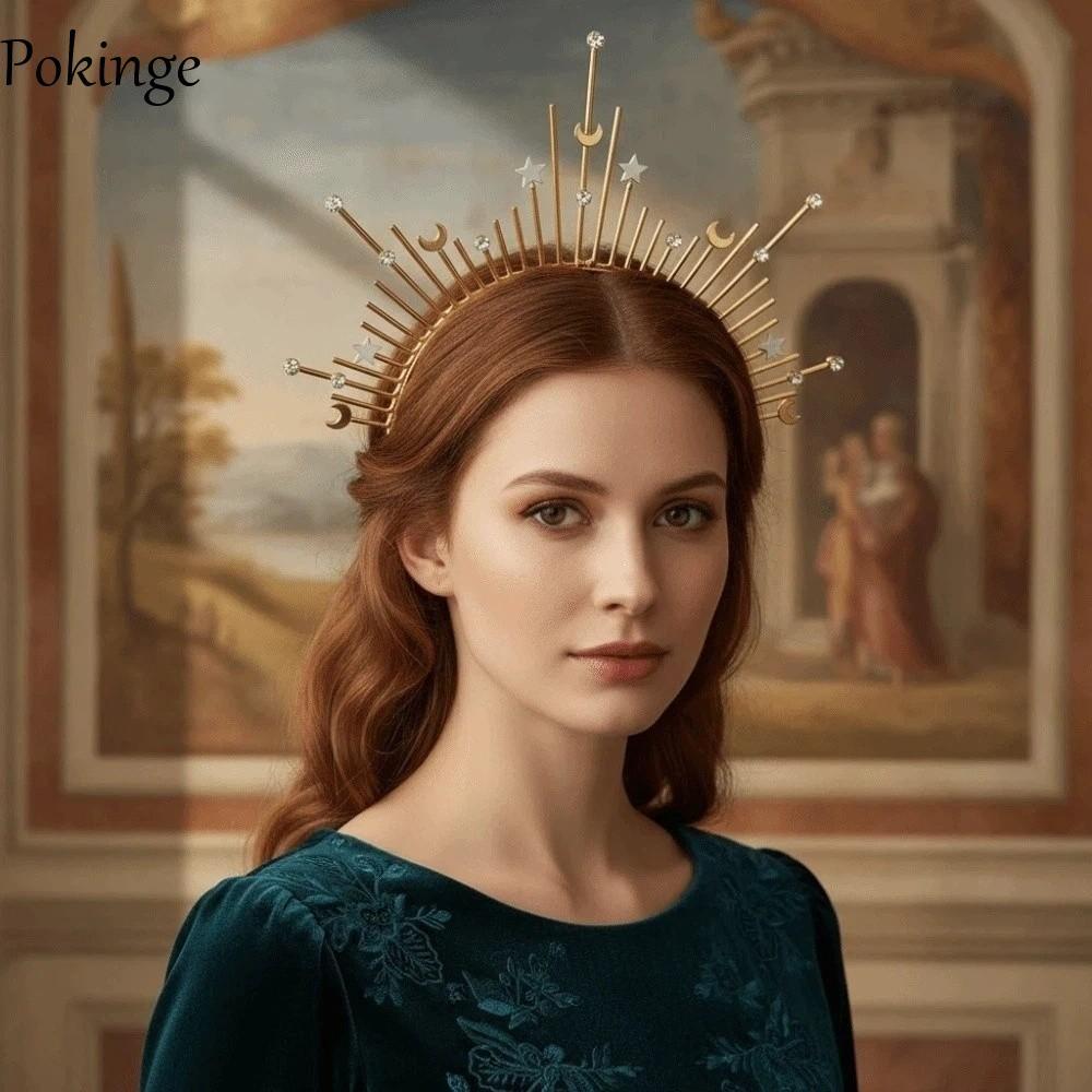 Pokinge Glory Sun Crown - Trang sức đầu Goth Spike, phù hợp làm quà tặng và cosplay sự kiện