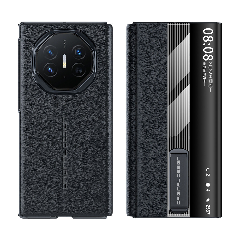View Windows Leather Flip Kickstand Case cho Huawei Mate XTs Ultimate 5G Huawei Mate XT Giá đỡ vô hì