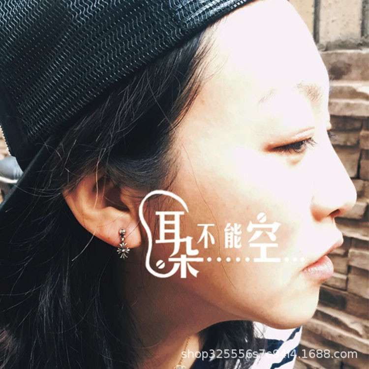 Earrings s925Antique Silver Punk Style Unisex Earrings