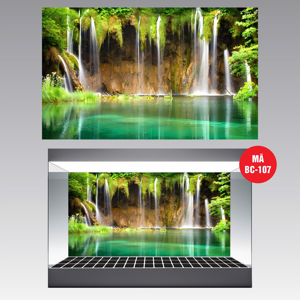 (BC107) Tranh Decal dán Hồ Cá 3D Mẫu Mới ( Tranh Lưng ) In công nghệ Siêu nét nổi đẹp