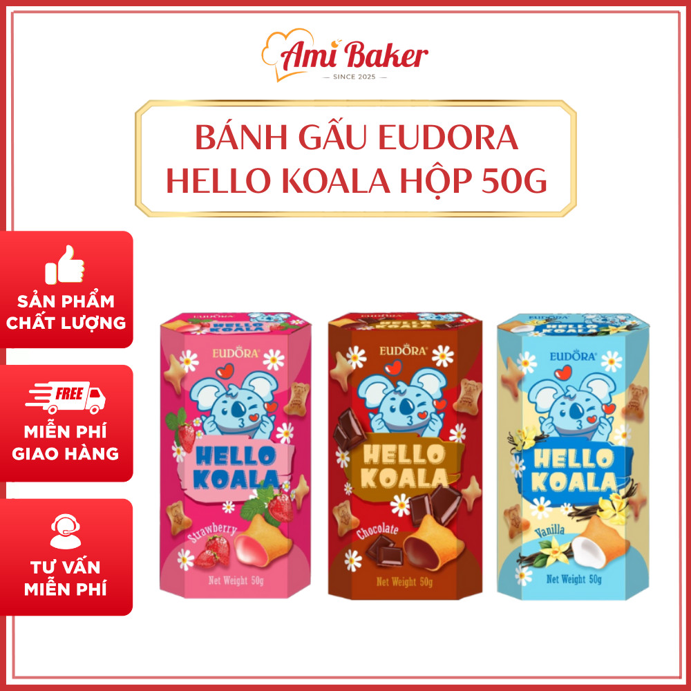 Bánh Quy Gấu Nhân Kem Eudora Hello Koala Đủ Vị Hộp 50g