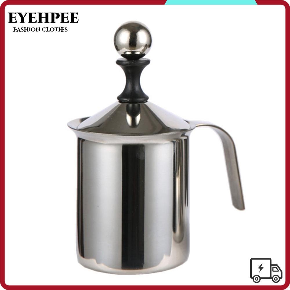 Máy tạo bọt sữa bằng tay EYEHPEE, Máy lọc sữa hai lớp dễ dàng làm sạch, Máy làm cà phê bằng thép không gỉ 400cc có tay cầm Máy tạo bọt sữa Cappuccino