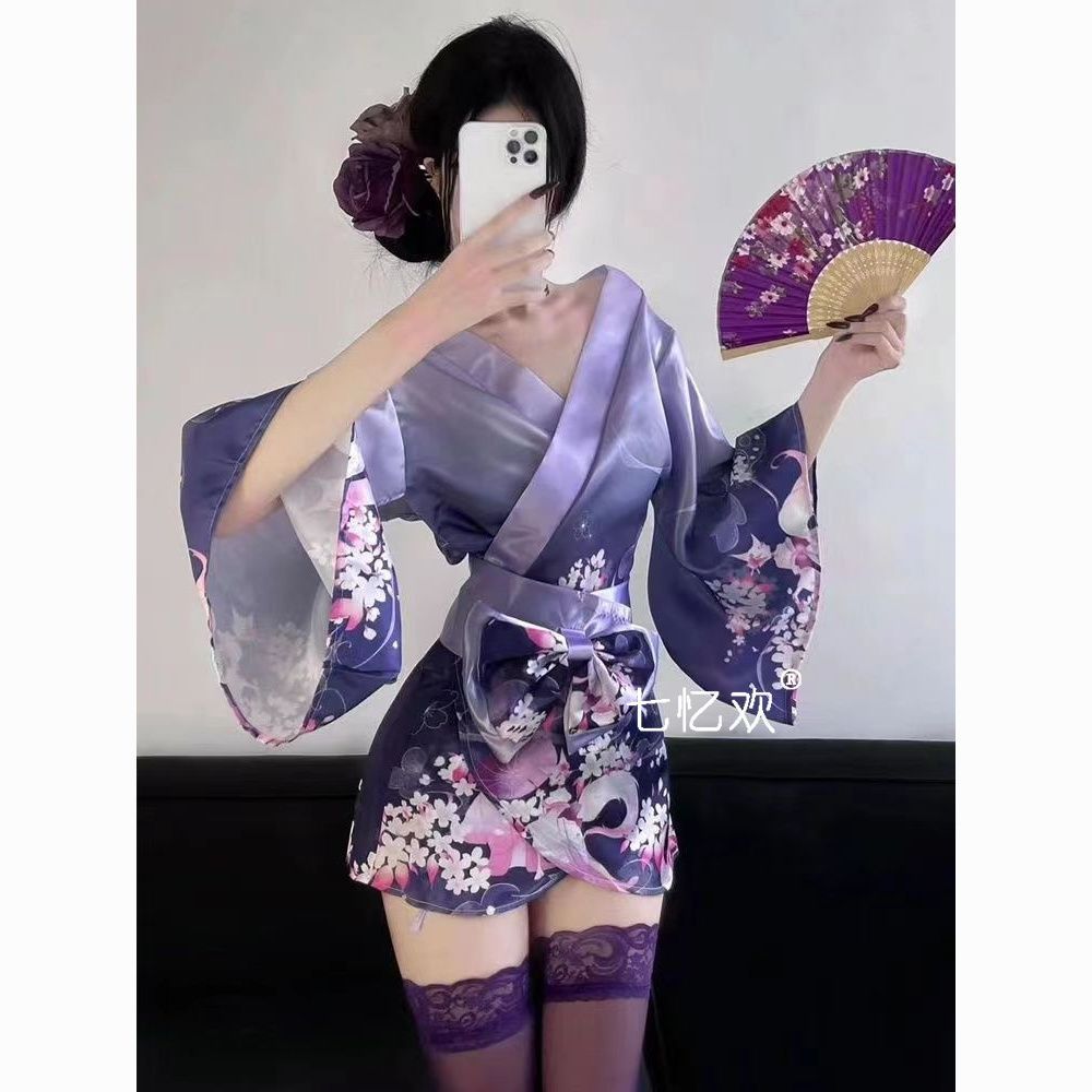 Fox Dream Oiran - Kimono Bộ Đồ Ngủ Hoa Anh Đào với Nơ, Gợi Cảm và Thoải Mại, Phù Hợp Cho Cô Gái Yêu 