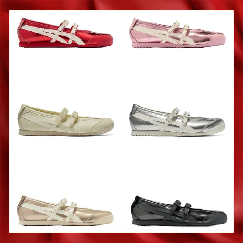 Mexico 66 TGRS Onitsuka Tiger Mary Jane Ballet Flats Thoải mái Slip-On Đi lại hàng ngày Thời trang đ