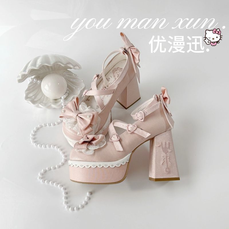 Giày Cao Gót Regal Chống Thấm Nước Đẹp Phong Cách Nhật Bản Nơ Cô Gái Gothic Marcha Story lo Giày lit