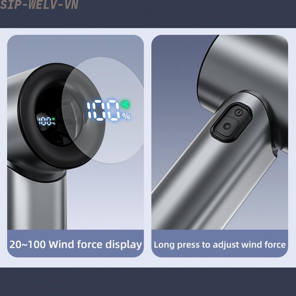 {WELV}High-Speed Portable Electric Fan with USB Charging & HD Display for Outdoor