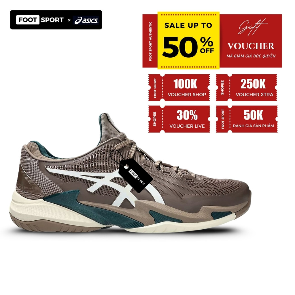 Giày thể thao Pickleball / Tennis Asics Court FF3 TAUPE GREY/WHITE chính hãng Foot Sport