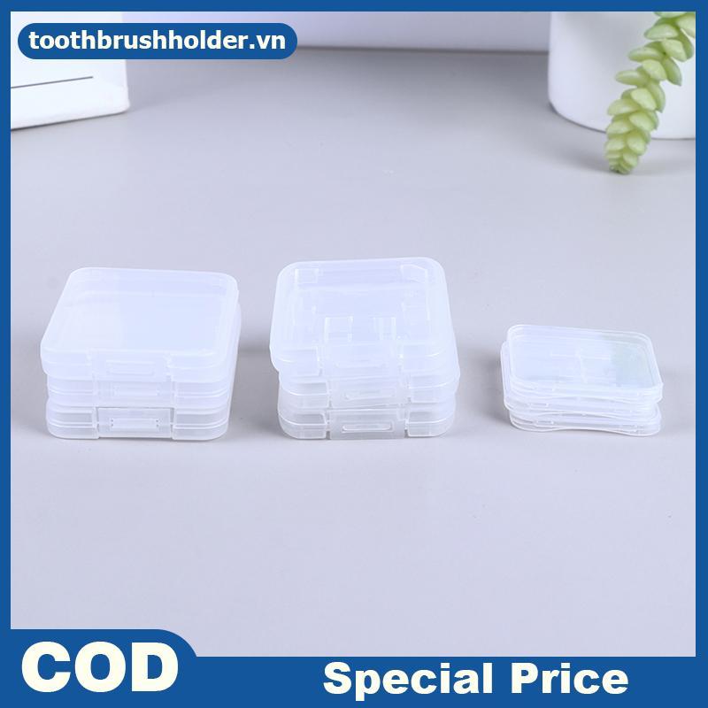 Răng 10 Chiếc Trong Suốt SD TF CF Thẻ Nhớ Hộp Bảo Quản Hộp Đựng Hộp Bảo Vệ Thẻ Nhớ Hộp Nhựa Trong Su