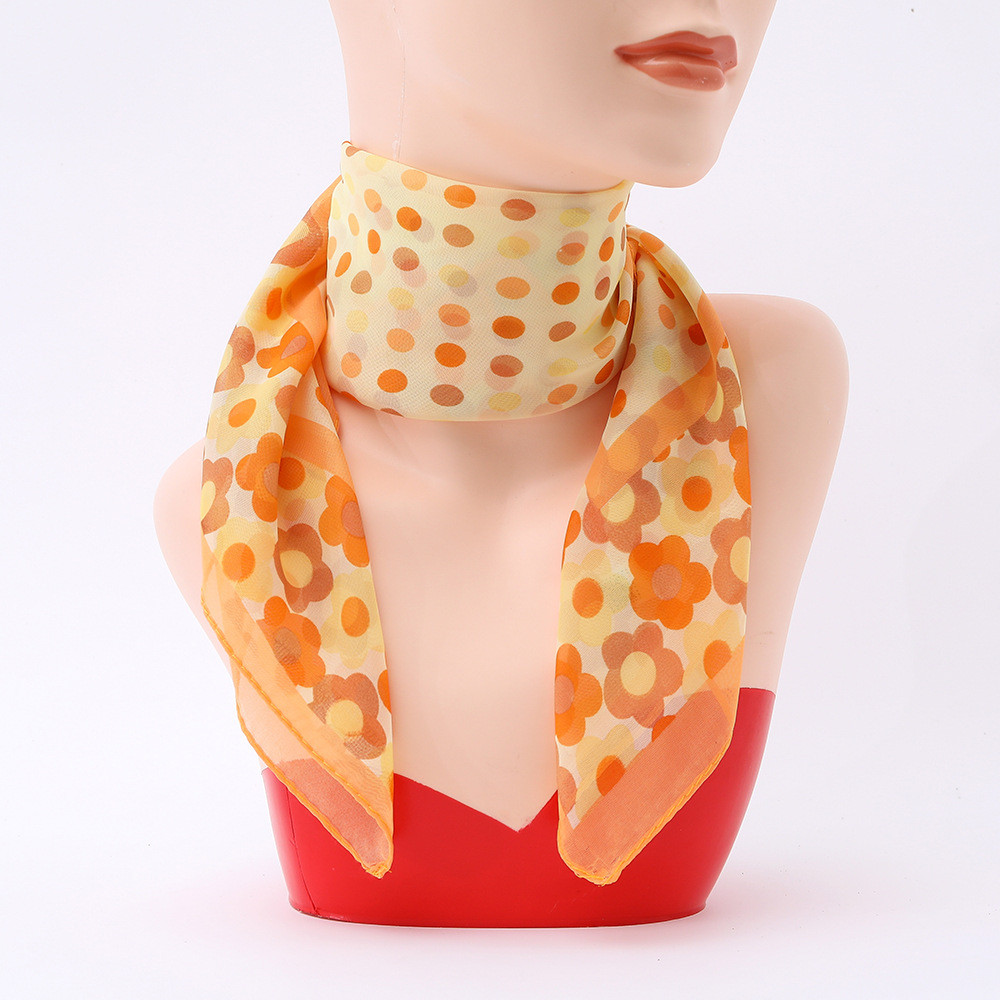 Popular~65cm Women's chiffon scarf, sun protection small square scarf, silk scarf, ladies' neck scar