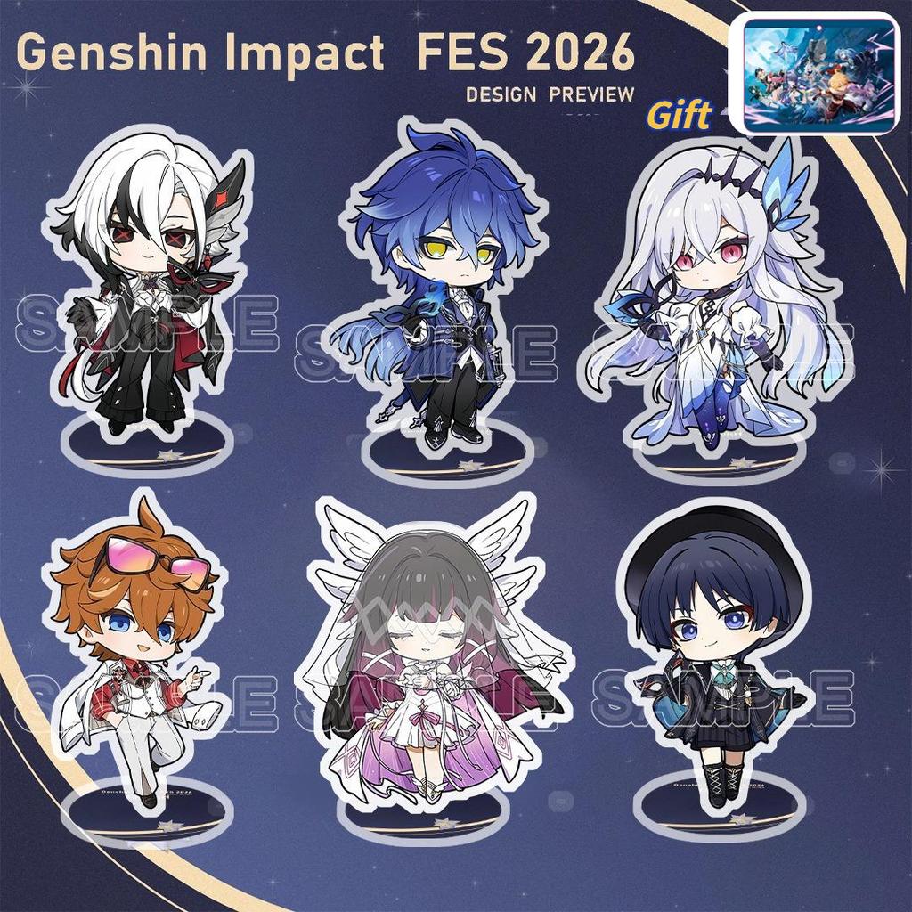 Genshin Impact FES 2026 Acrylic Figure Stand 8CM Columbina Skirk Tartaglia Flins Arlecchino Wanderer