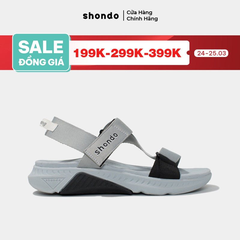 Giày Sandals Nam Nữ Shondo F7 Racing Xám Phối Đen F7R1020