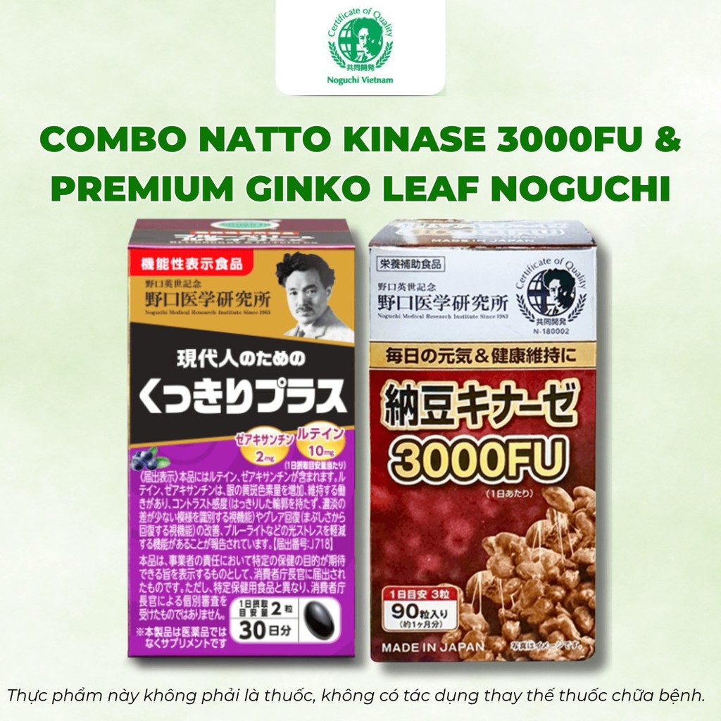 Combo Natto Kinase 3000FU & Blueberry Lutein EX Noguchi Nhật Bản – Hỗ Trợ Chăm Sóc Mắt & Tăng Cường 