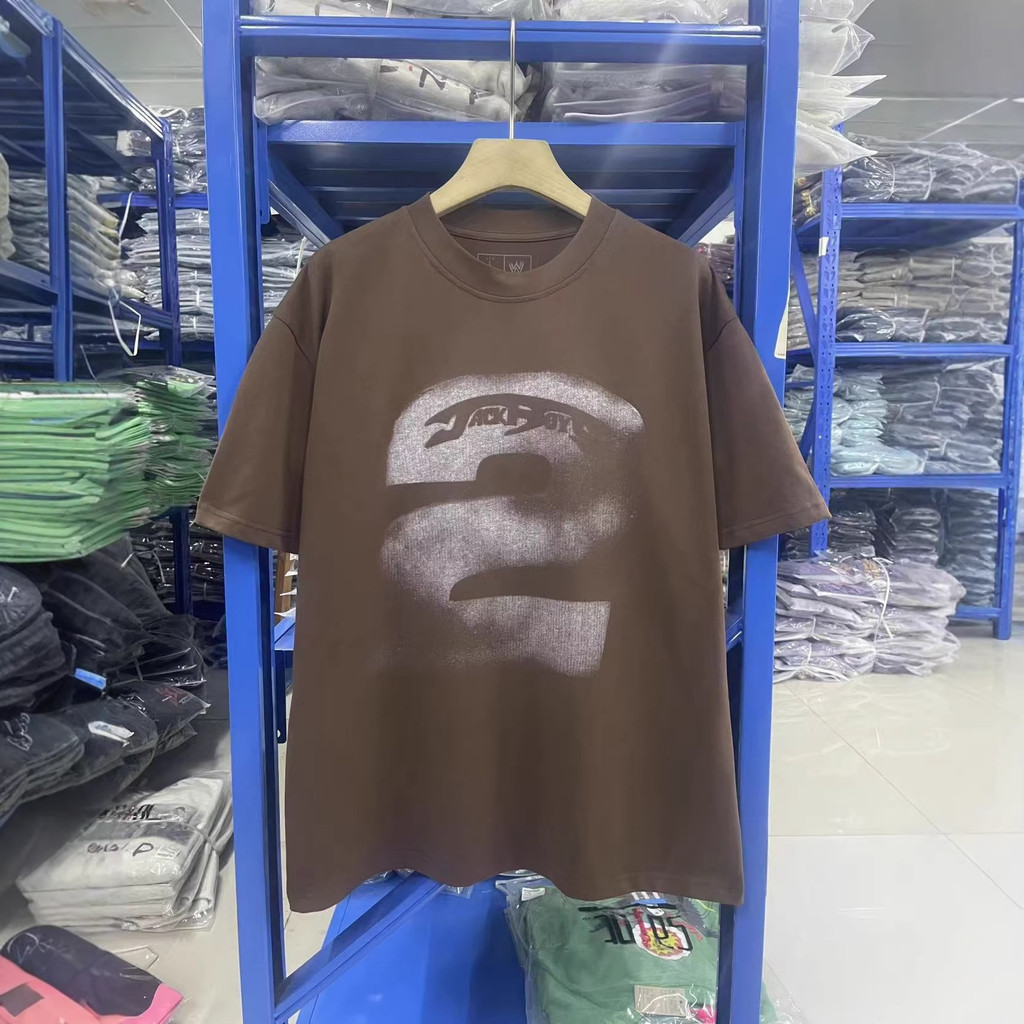 55OE Travis Scott JACKBOYS 2Digital print loose-fit round-neck casual short-sleeve top T T-shirt Men
