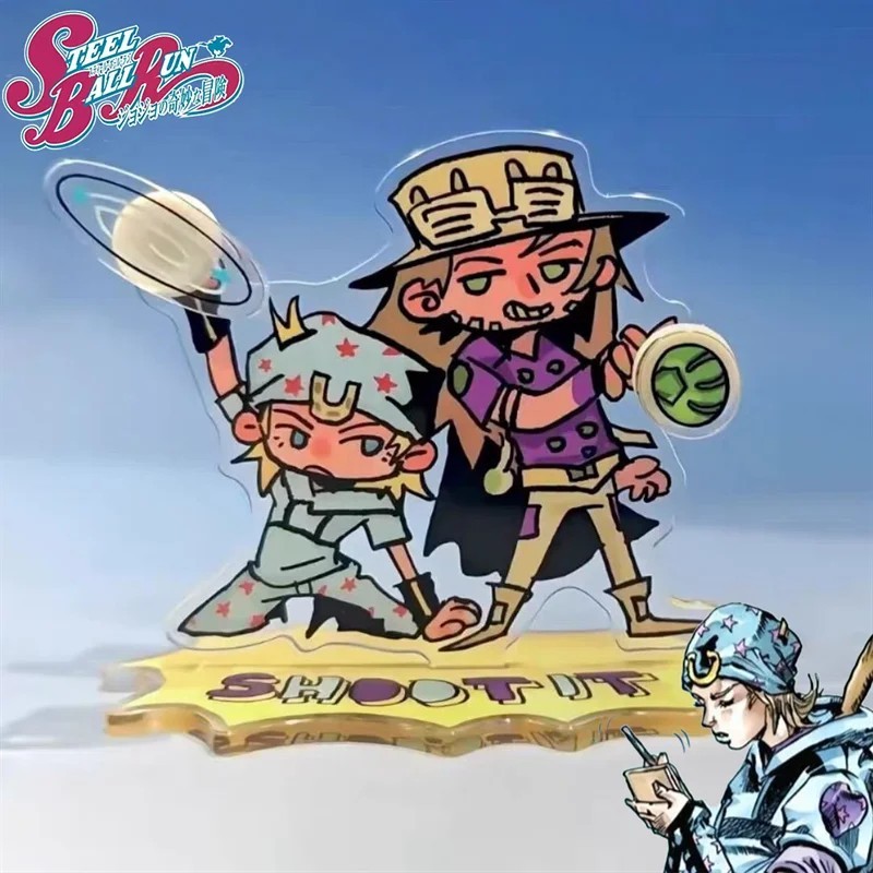 Standee Anime JoJos Bizarre Adventure Steel Ball Run Johnny Joestar Gyro Zeppeli mô hình Mica trang 