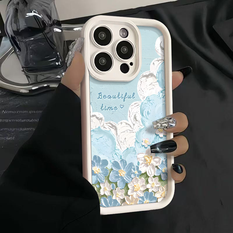 Tranh sơn dầu vỏ mềm silicon hoa đám mây, bảo vệ toàn diện chống rơi Tecno Spark Go 1 Go 2025 40C 40