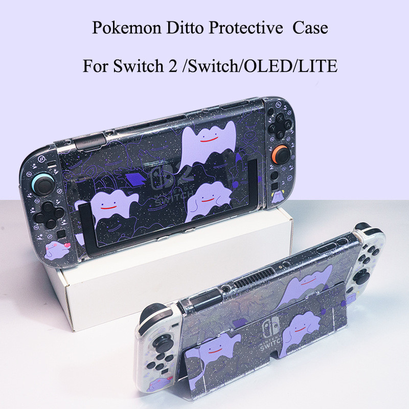 Pokemon Bling dễ thương Ditto‌ Ốp Bảo Vệ Cho Nintendo Switch 2 & 1, Vỏ Cứng Có Thể Gắn Được Cho NS S