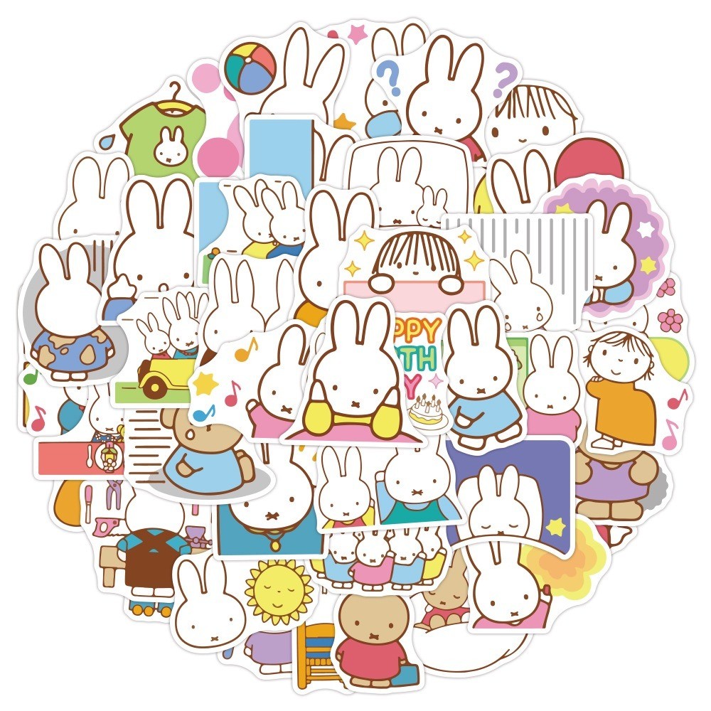 Bộ Sticker Miffy Hình Dán Chống Nước Nhãn Dán Tem Dán Graffiti Phim Hoạt Hình Cho Trẻ, 50 tờ