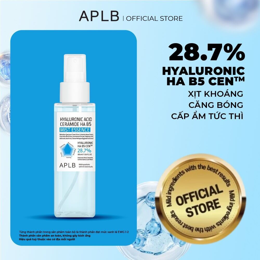 Xịt Khoáng Phục Hồi HA B5 105ml APLB Hyaluronic Acid Ceramide HA B5 Mist Essence