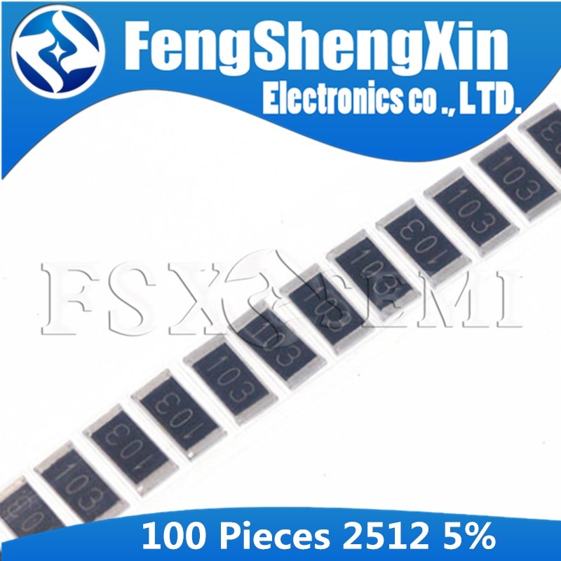 100 Cái / lốc 2512 smd Chip Điện Trở 5% 0R-1M R001 R010 R100 R020 1R 10R 100R 1K 10K 100K 470R 47K 4