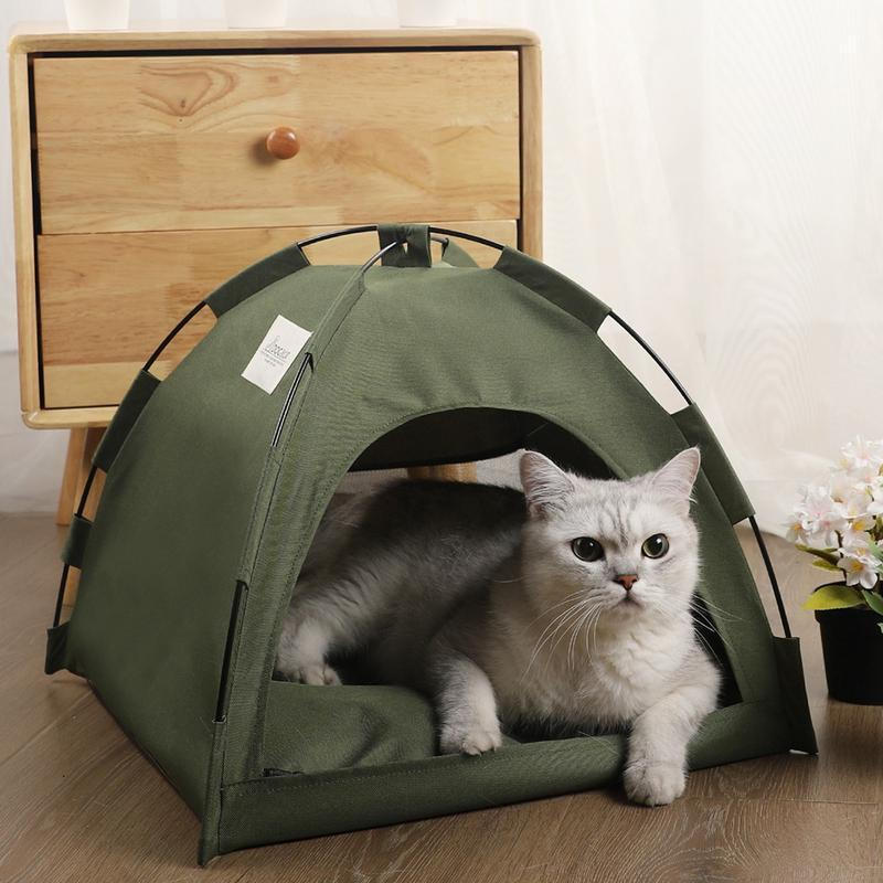 Portable Foldable Tent - 3 Size Available Soft Bed for Cats & Small Dogs, Small Indoor/Outdoor Campi
