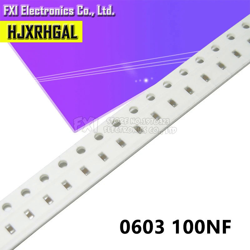 100 Chiếc 100NF X7R Lỗi 10% 50V 0603 104 SMD Dày Phim Chip Nhiều Lớp Tụ Gốm Mới Ban Đầu