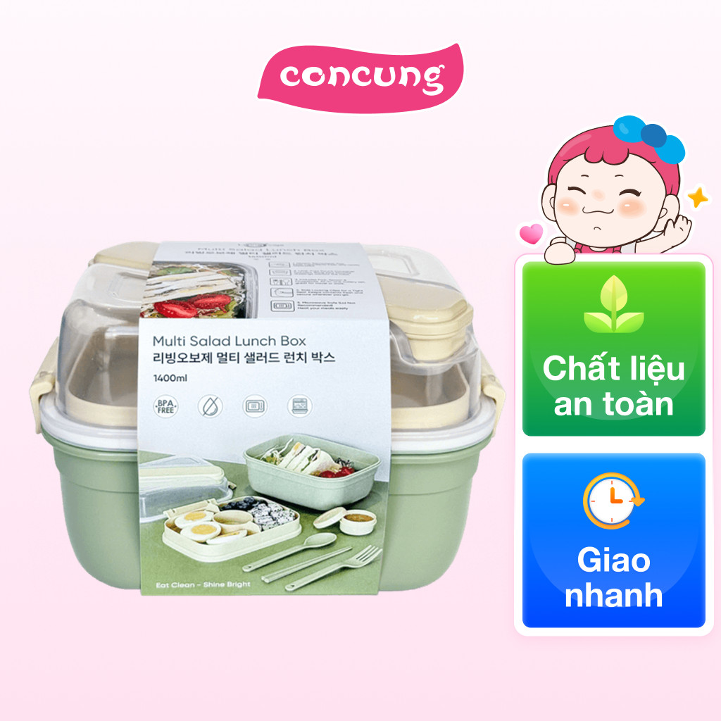 QT Enfa - Hộp cơm đa năng Living Ovoje - Xanh Kem