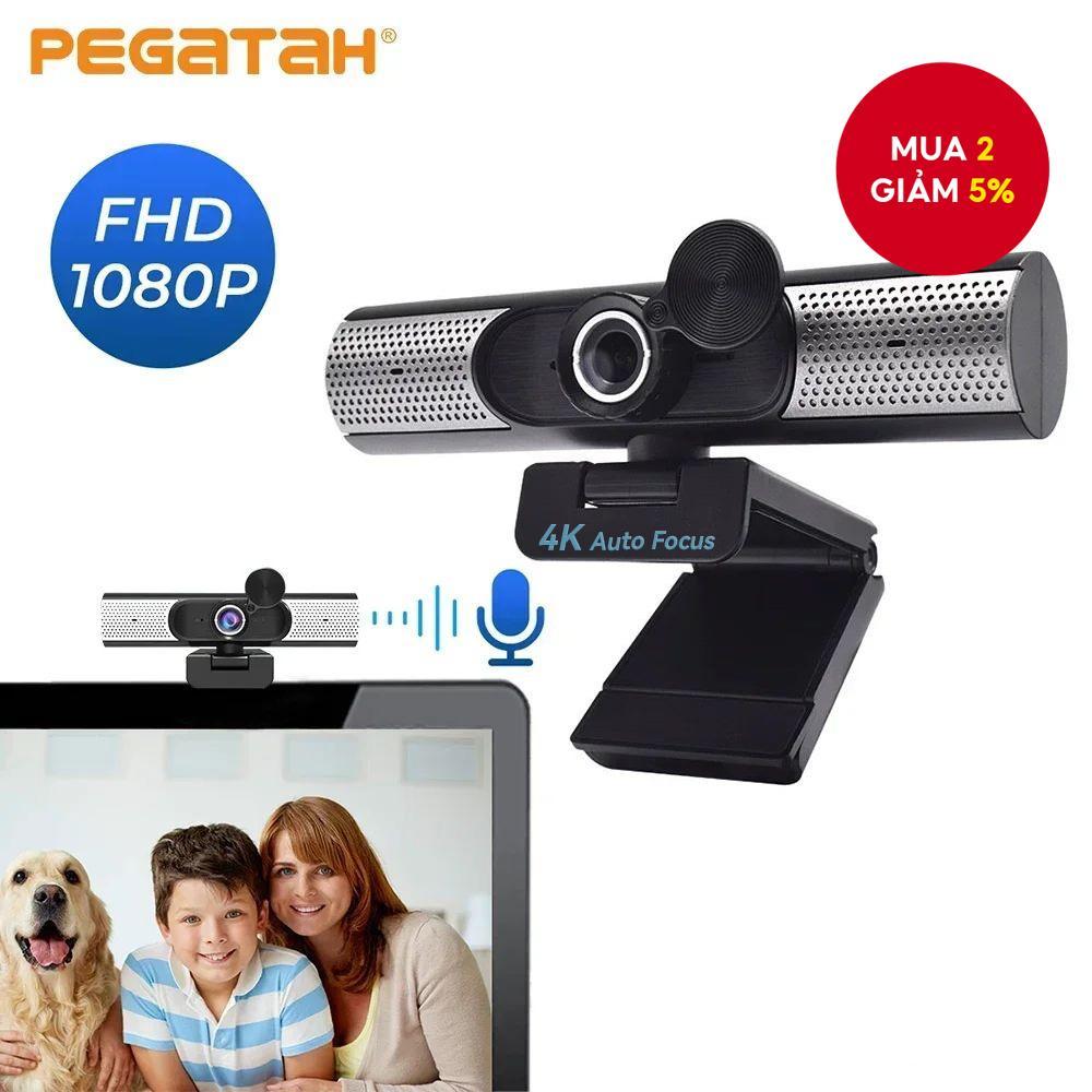 PEGATAH Webcam Mini USB 4K Full HD 1080P kèm Mic và Tripod cho làm việc, phát trực tiếp và laptop