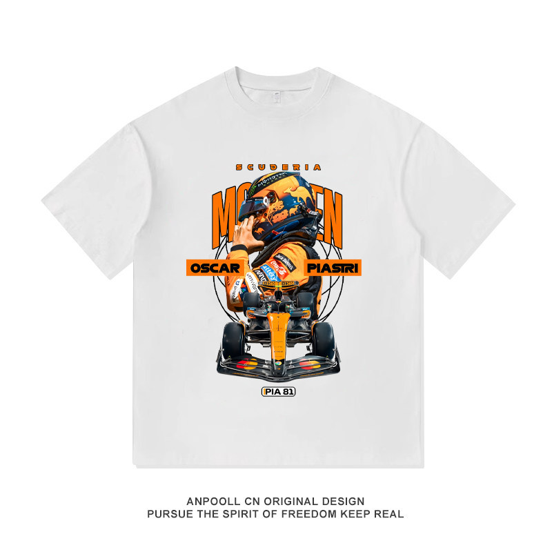 Oscar Piastri Áo Thun Tay Ngắn Phong Cách Mỹ Retro, In Hình Nam Rời Mềm Cao Cấp