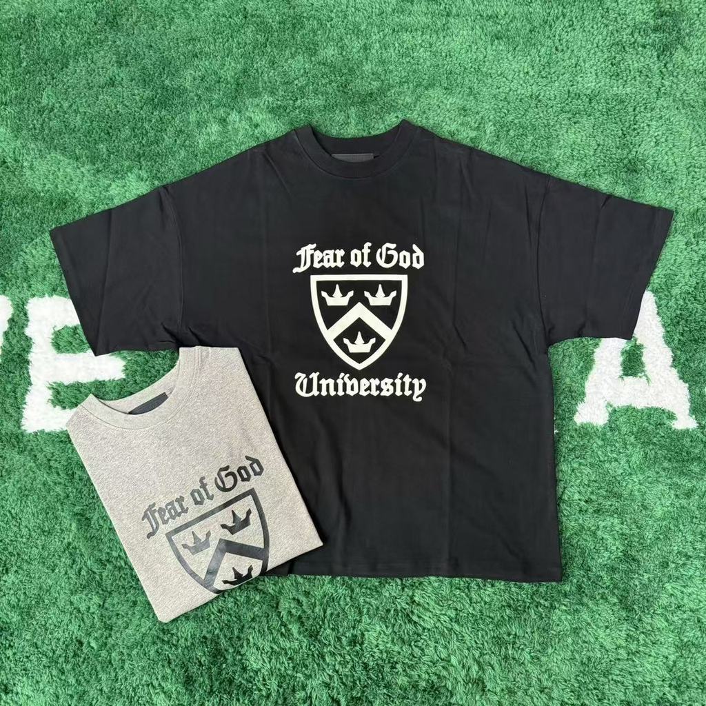 J2JX FEAROFGODFOGESSENTIALS Double Line2025New high street men's and women's short sleeves T Shirt