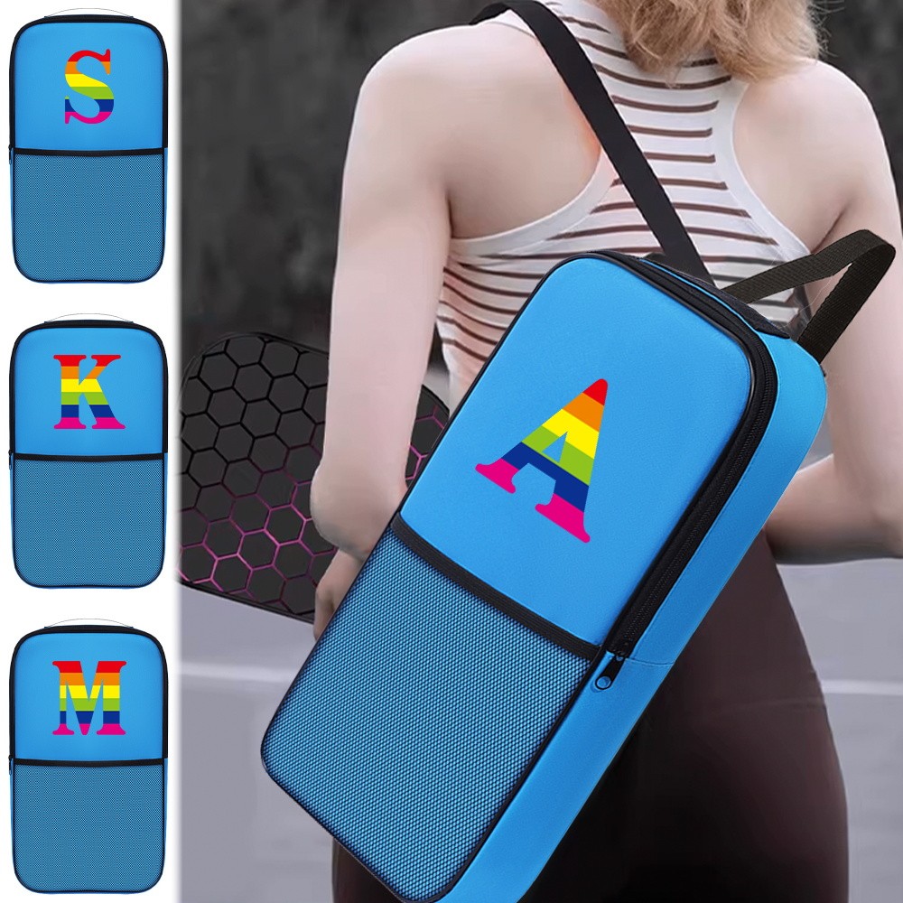 Durable Sports Bag Blue Nylon Pickleball Bag Waterproof Table Tennis Bag Rainbow Series