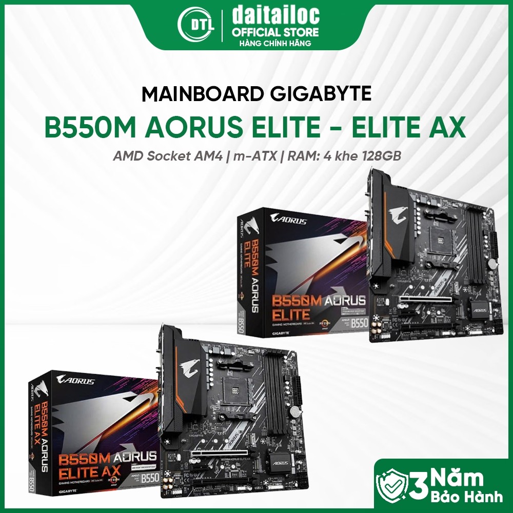 MAINBOARD Bo Mạch Chủ GIGABYTE B550M AORUS ELITE - ELITE AX AM5 DDR4 mATX | Chính Hãng | Bảo Hành 36