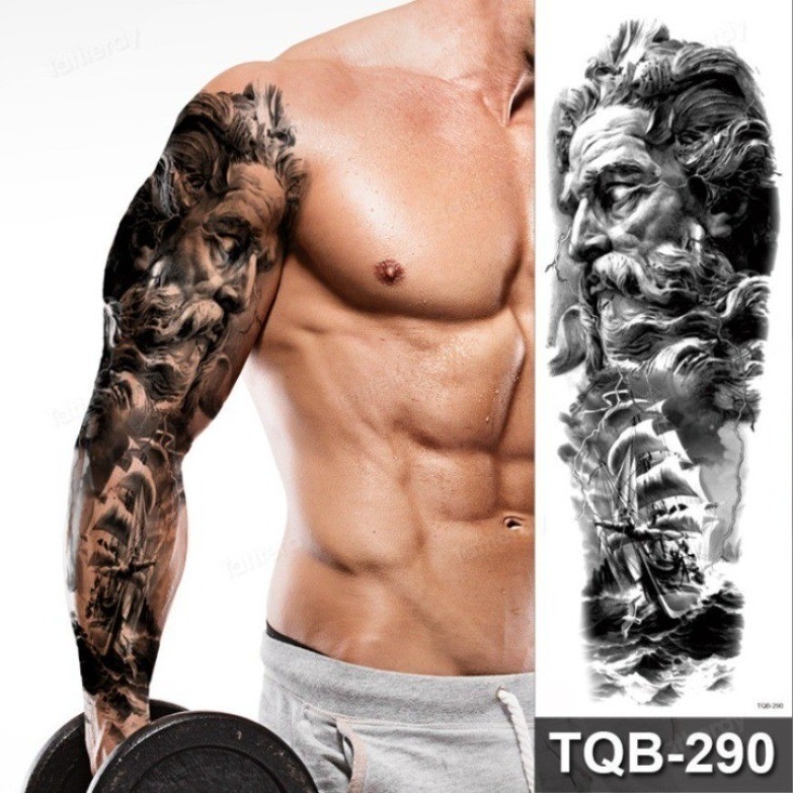 Hình Xăm Tạm Thời Chống Thấm Nước Thiết Kế Độc Đáo Như Rắn Medusa, Cá Mập Poseidon, Trident Aquaman 