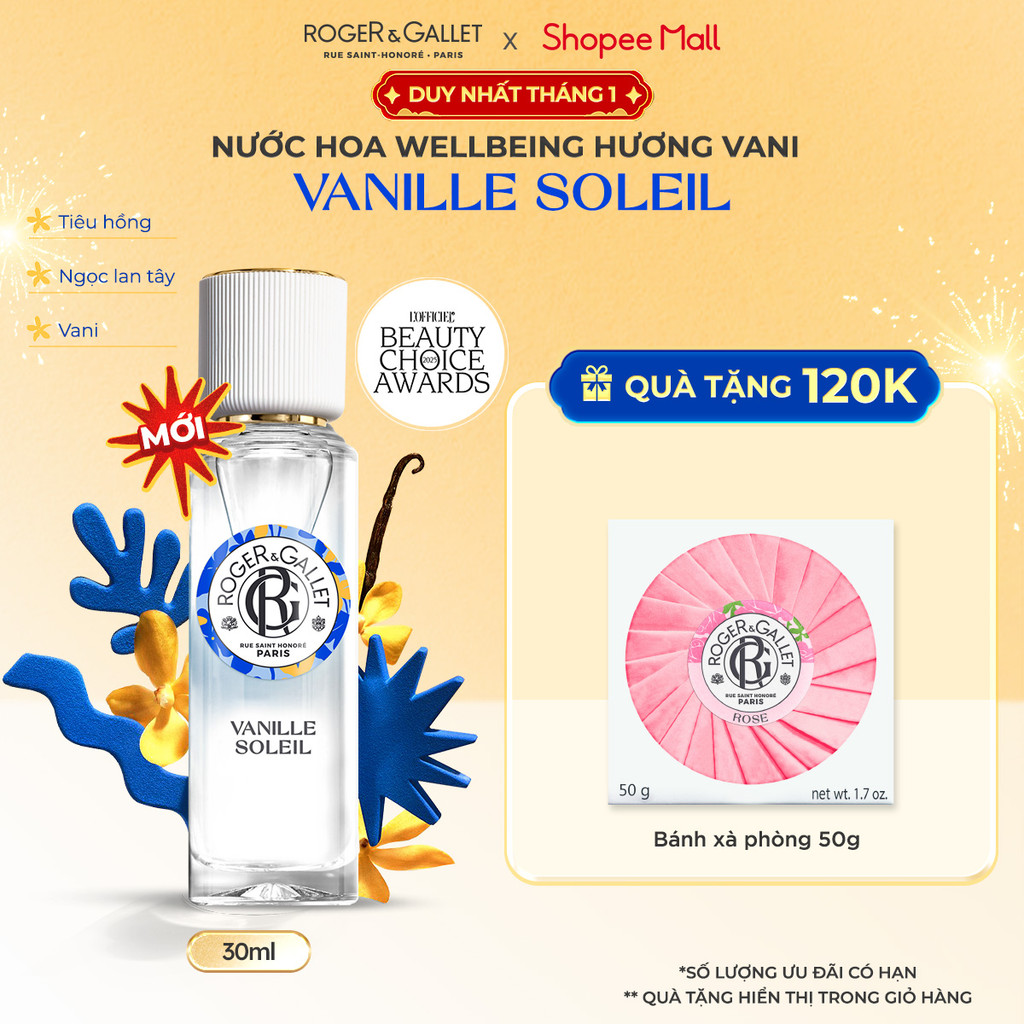Nước hoa Wellbeing hương Vani Roger&Gallet Vanille Soleil 30ml