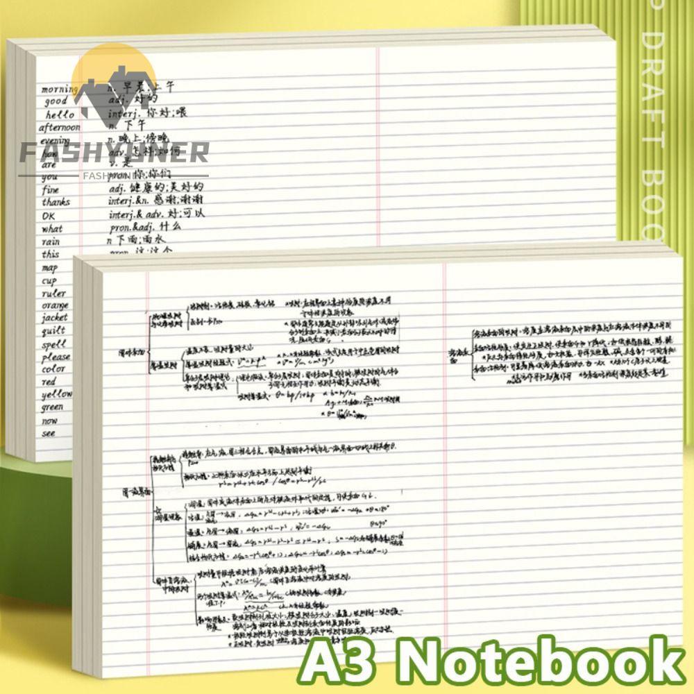 FASHYUNER 50 tờ A3 Notebook, A3 Học sinh Viết Giấy nháp, Đơn giản có thể xé được Lập kế hoạch tư duy