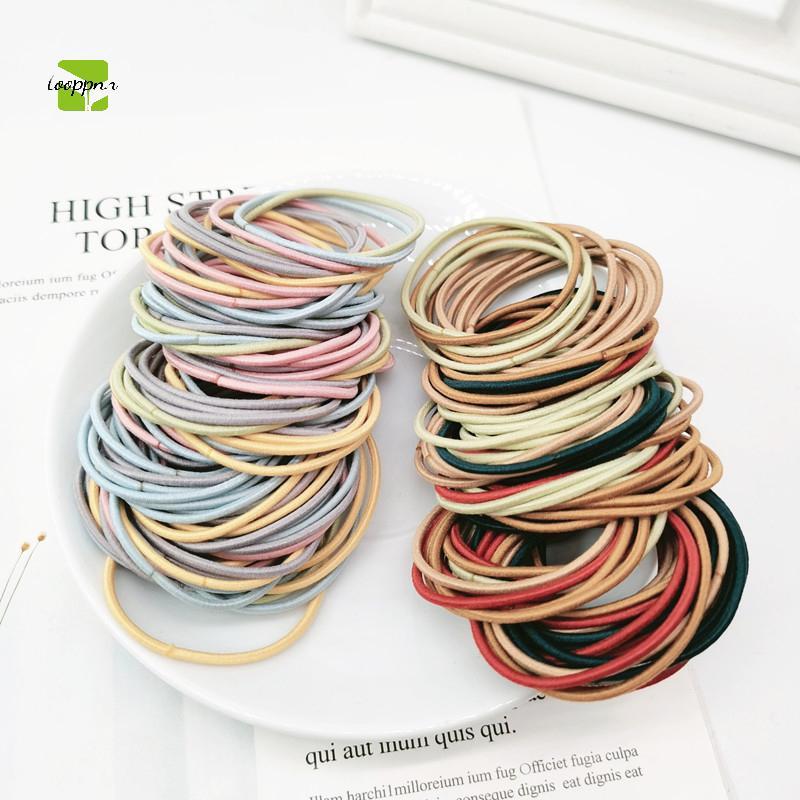 Tooppnn 100 chiếc dây buộc tóc cao su cho nữ dây buộc tóc dây buộc tóc băng đô co giãn dây buộc tóc 