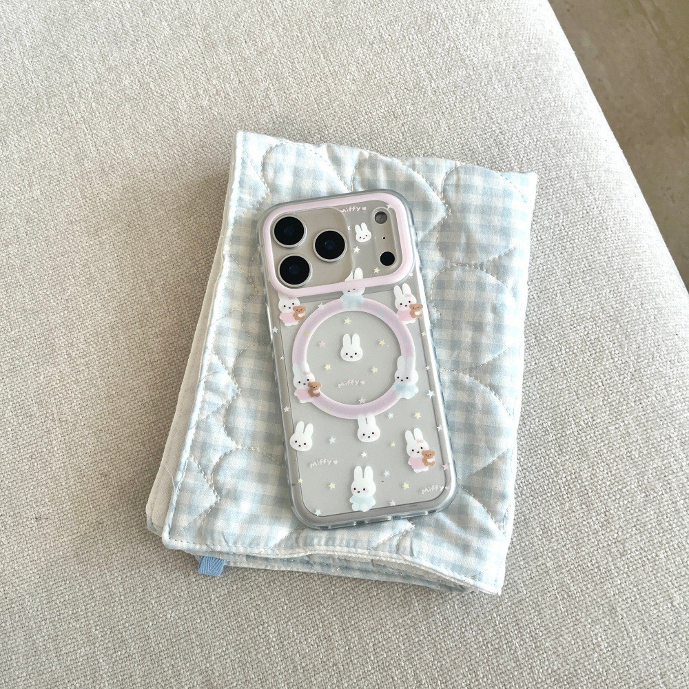 Frosted Miffy Magnetic Suction Phone Case for Apple 17/16pro Cartoon Bracket Iphone15/14promax IJpX