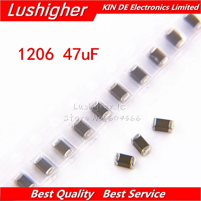 100 chiếc 1206 47uf 476K 476 100V X7R Lỗi 10% Tụ gốm SMD MLCC