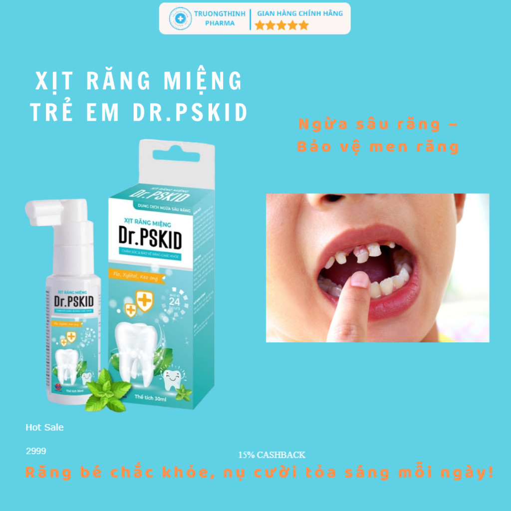 Xịt răng miệng, ngừa nhiệt miệng, sâu răng, sún răng ở trẻ nhỏ, chai xịt hôi miệng DR.PSKID