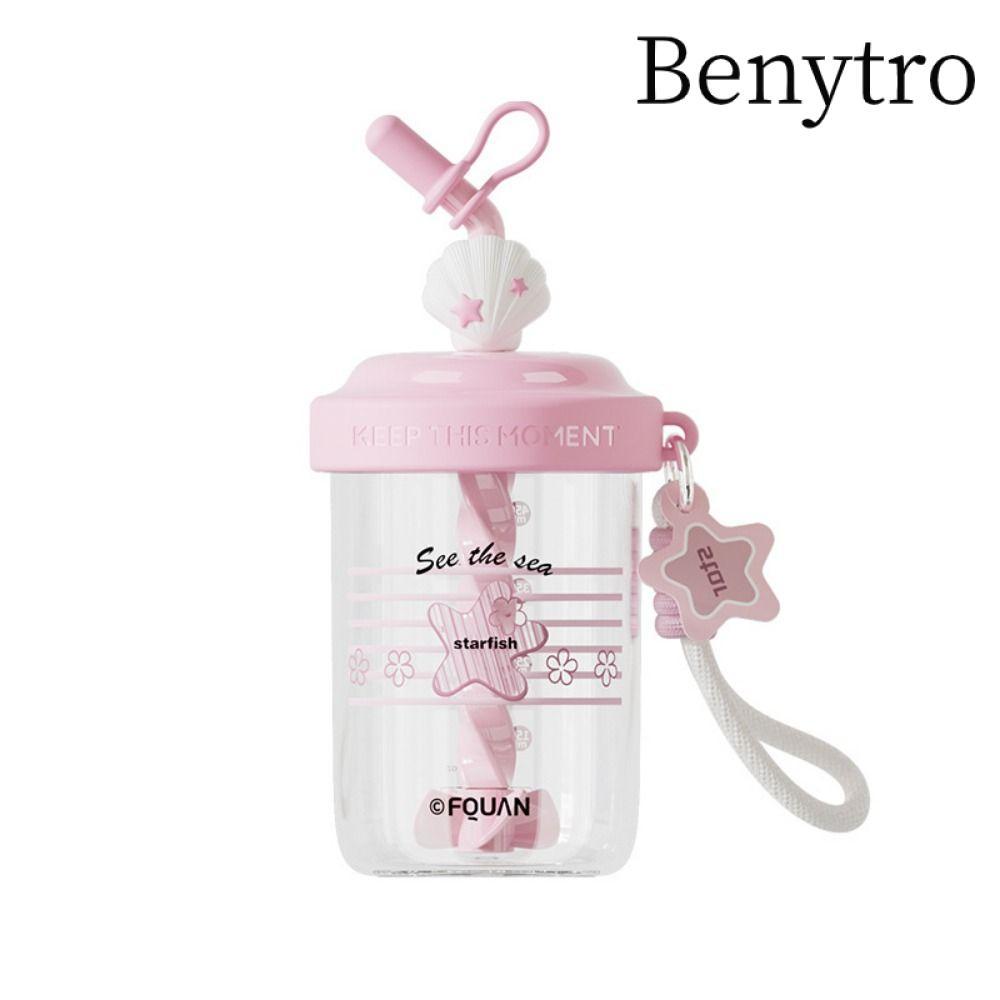 Benytro Ly Uống BENYTRO, Tay Cầm Di Động Nắp Hút Bụi Ống Hút Chai Nước, Kawaii 580ML Dung Tích Cao W