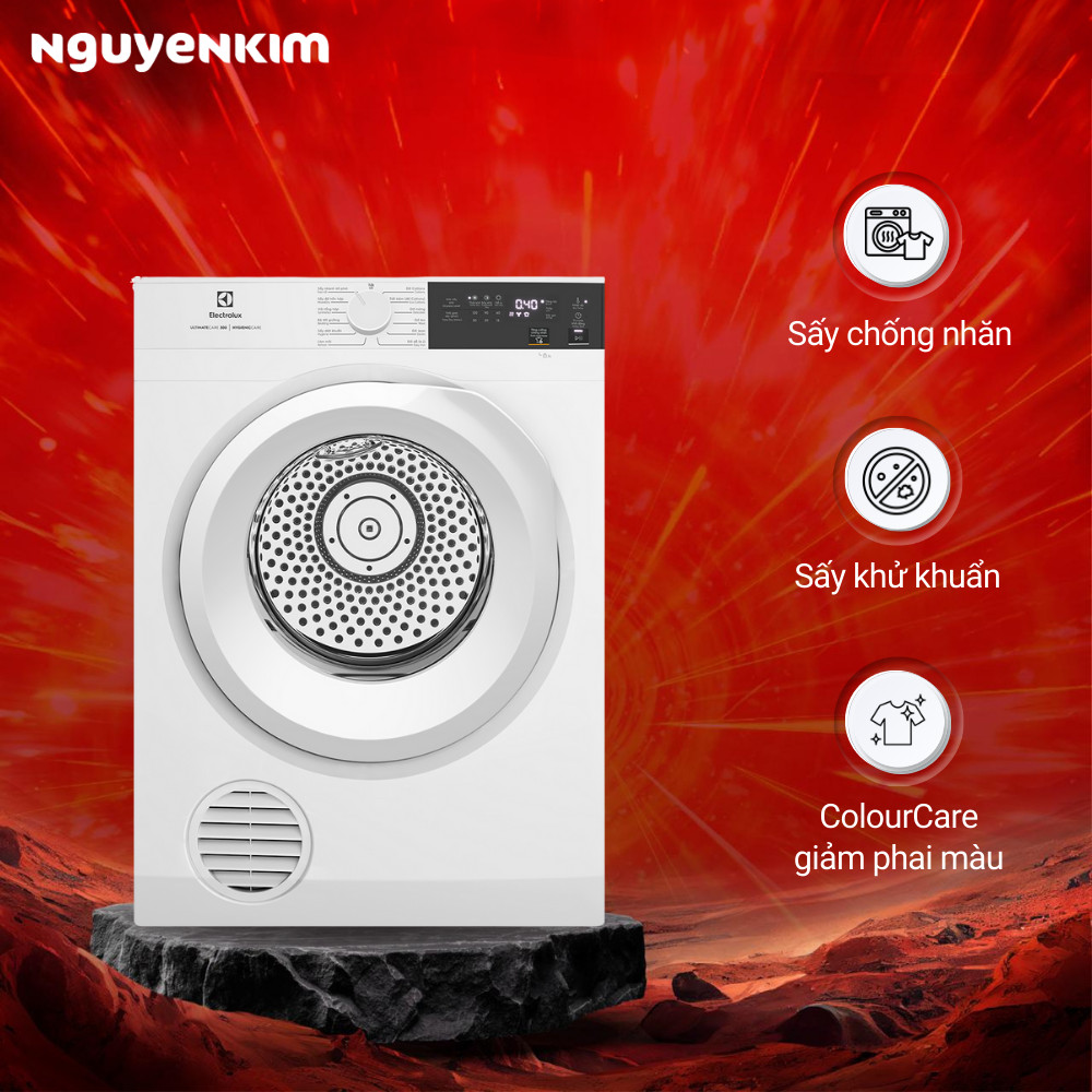 Máy sấy quần áo thông hơi Electrolux 8 kg EDV804H3WC