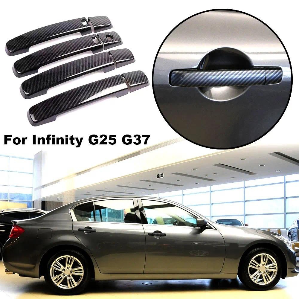 Viền bọc sợi Carbon bóng cho tay nắm cửa thông minh bên cạnh 09-13 Infiniti G G37