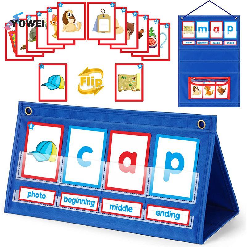 YOWEI Word Building Desktop Tent Cards Set CVC Words Phonics Games Chart Mẫu Giáo Đánh vần Đồ Chơi G