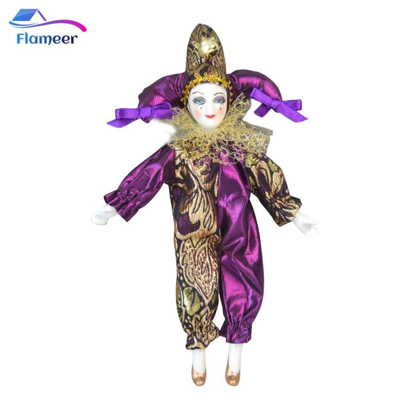 Mô hình góc búp bê chú hề 8in, Đồ chơi sưu tập hình búp bê Harlequin ngộ nghĩnh, Halloween